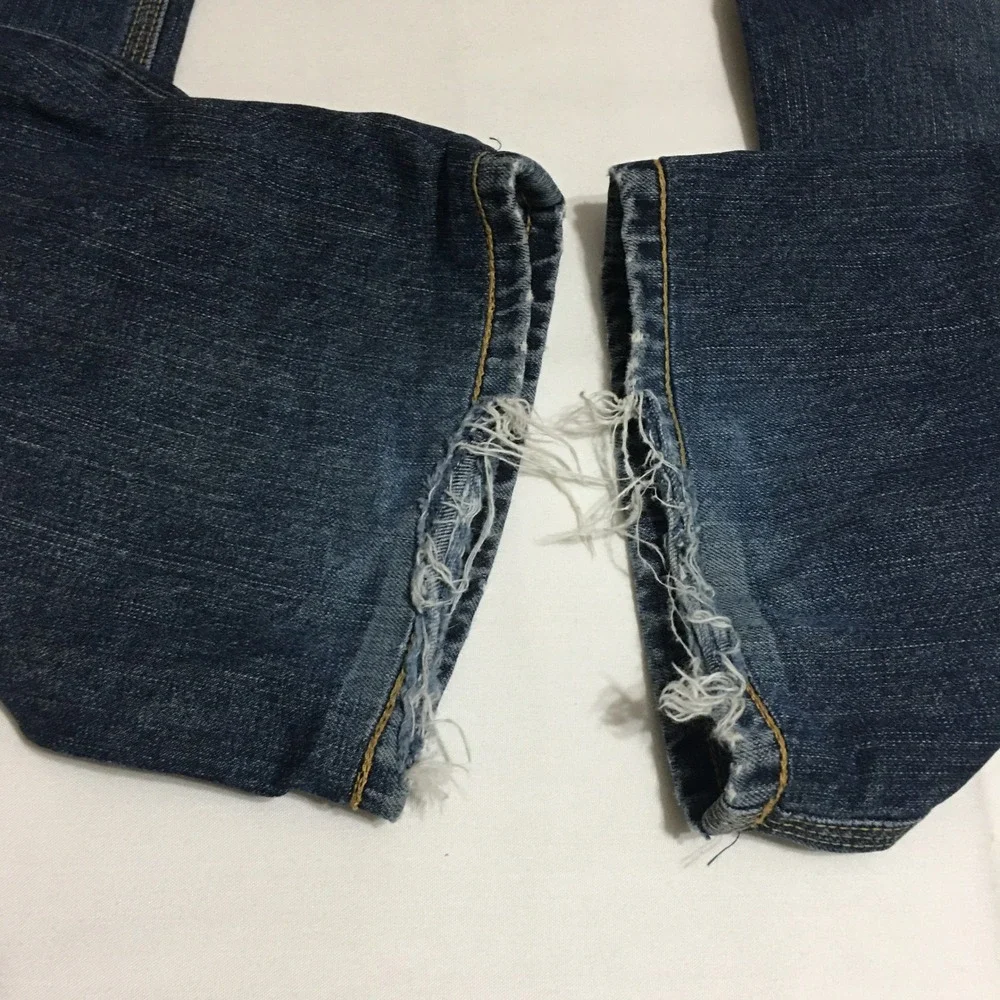 Diesel Farco Jeans Mens 34 Blue Straight Leg Zipper Pockets Distressed